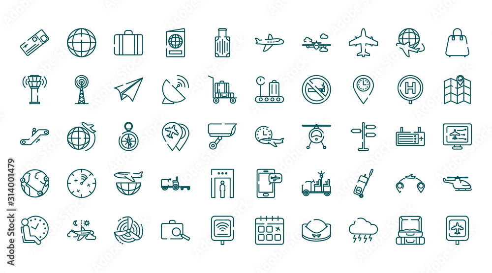 Isolated travel and airport icon set vector design Isolated travel and airport icon set vector design