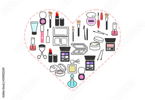 コスメ　アイコン　シンプル　セット　ハート