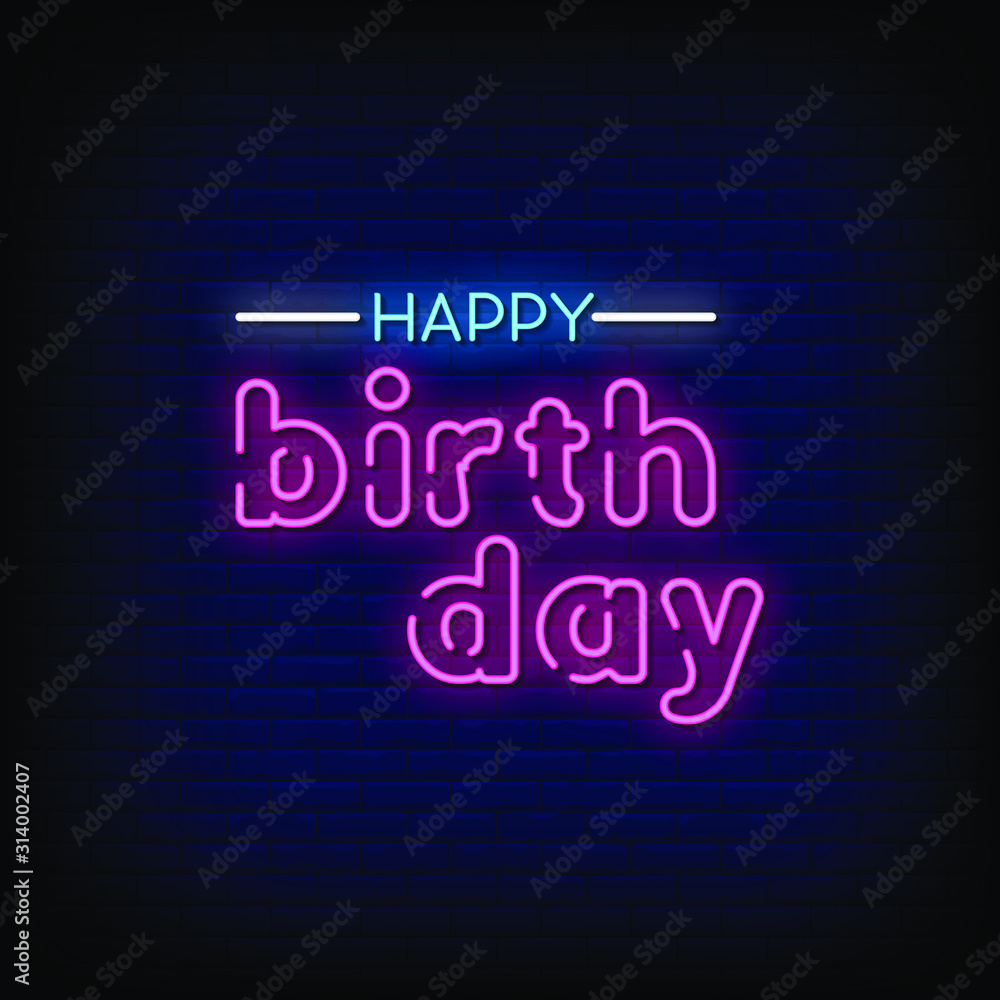Happy Birthday Neon Signs Style Text Vector Happy Birthday Neon Signs Style Text Vector
