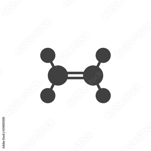 Ethylene molecule structure vector icon. filled flat sign for mobile concept and web design. Trigonal planar glyph icon. Symbol, logo illustration. Vector graphics