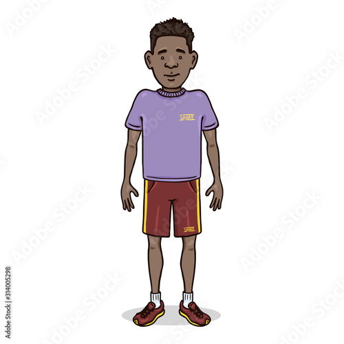 Vector Cartoon Character - Afroamerican Man in Sport Outfit