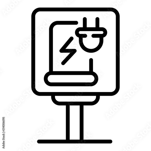 Charging station road sign icon. Outline charging station road sign vector icon for web design isolated on white background