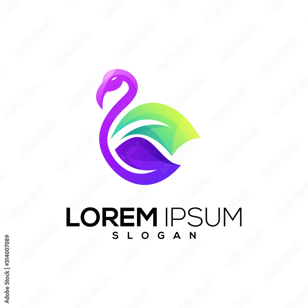 leaf flamingo logo design vector abstract leaf flamingo logo design vector abstract