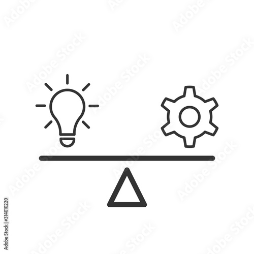 Theory-Practice. Balance. Vector icon.