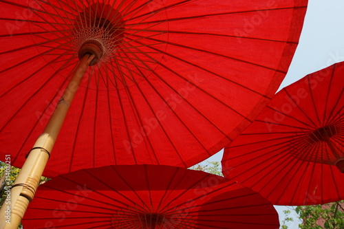 red umbrella isolated on white background