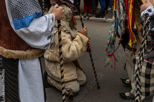 Detail of  Romanian peasant costume at Winter Customs and Traditions Marmatia Festival photo