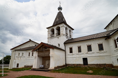 Wall and dome of Ferapontov monastery in a summer day