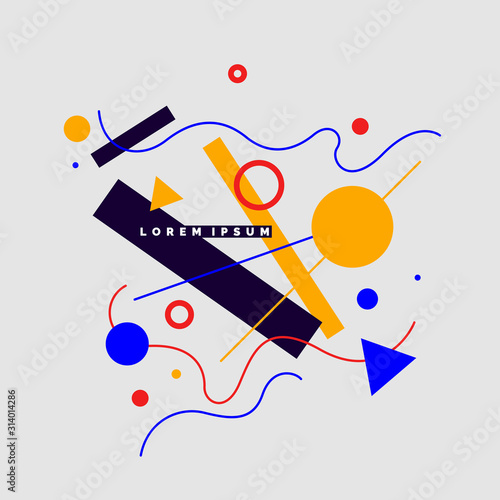 Trendy abstract background. Composition of amorphous forms and lines.