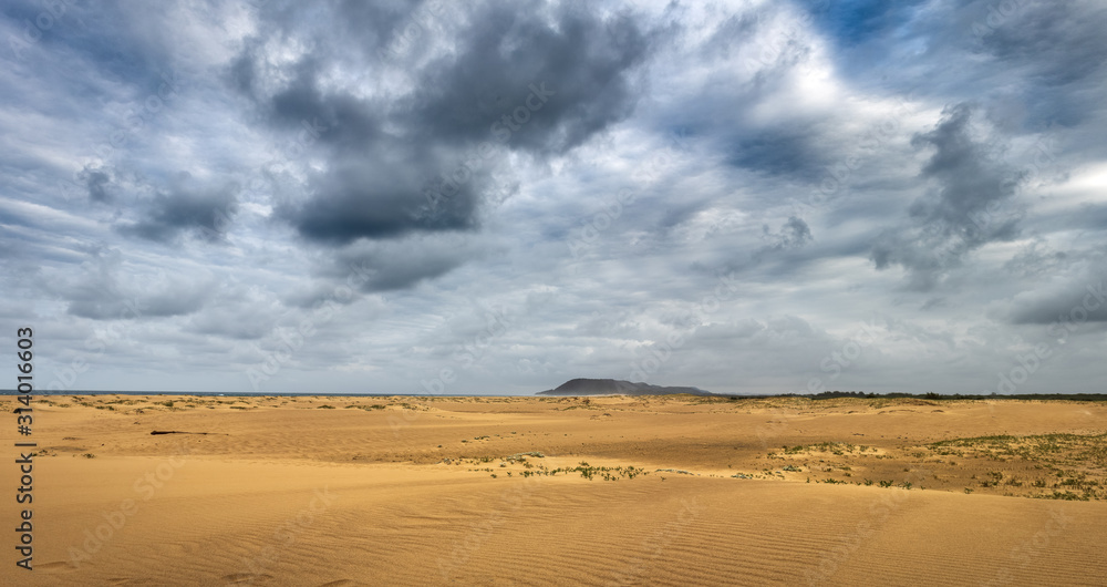Panorama of the beach at St.Lucia estuary, in the Isimangaliso National Park in Southafrica