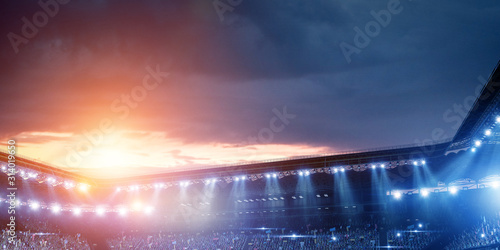 Fototapeta Naklejka Na Ścianę i Meble -  Sport stadium in lights . Mixed media