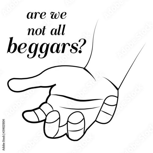 we all are beggars line illustration - VECTOR