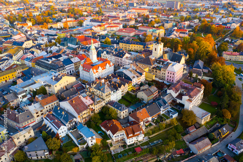 Fototapeta Naklejka Na Ścianę i Meble -  Aerial view of Sumperk cityscape, Czech Republic