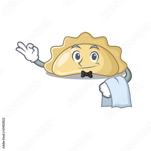 Friendly pierogi Character stand as a Waiter character