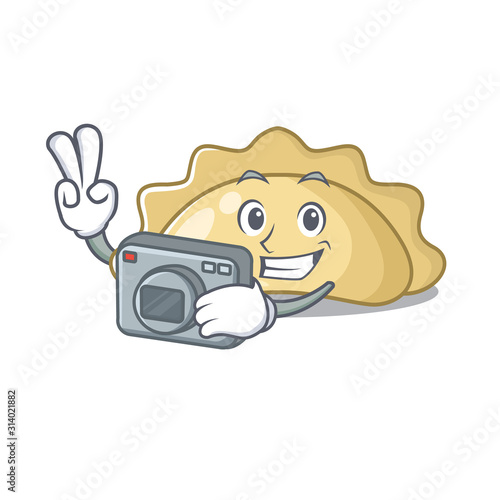 Cool Photographer pierogi character with a camera