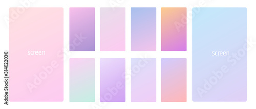 Vibrant and smooth pastel gradient soft colors set for devices, pc and modern smartphone screen backgrounds set vector ux and ui design illustration