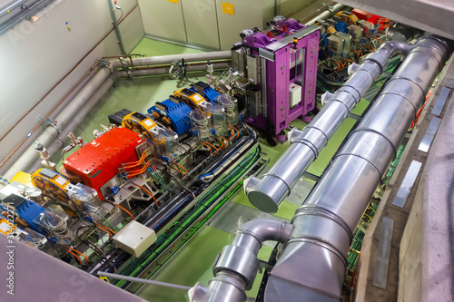 Synchrotron accelerator tunnel in synchrotron building photo