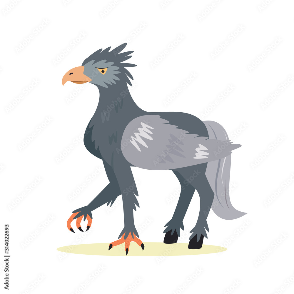 Naklejka premium Funny cute hippogriff in a flat vector style.