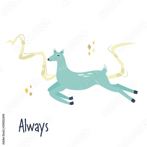 Vector flat illustration of patronus stag, deer