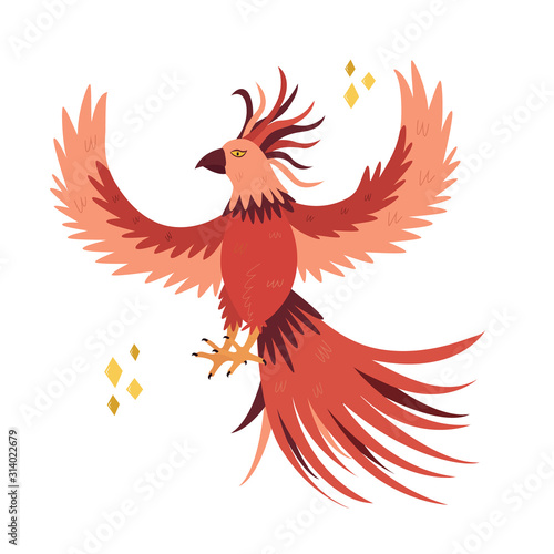 Fantastic bird phoenix in a flat style.