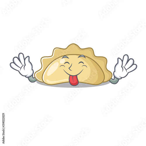 Cute pierogi cartoon mascot style with Tongue out