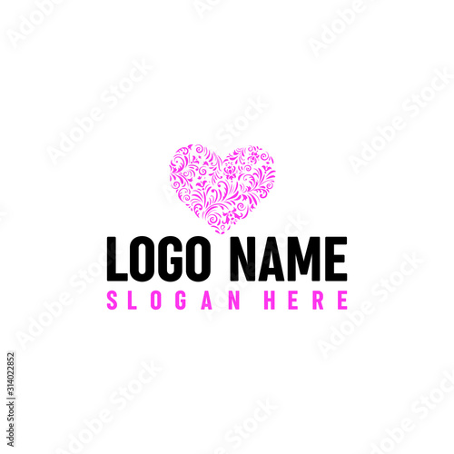 Floral heart cosmetic logo template - VECTOR