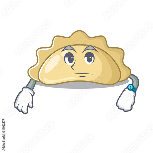 cartoon character design of pierogi on a waiting gesture