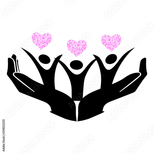 Hand with caring people artistic design - VECTOR
