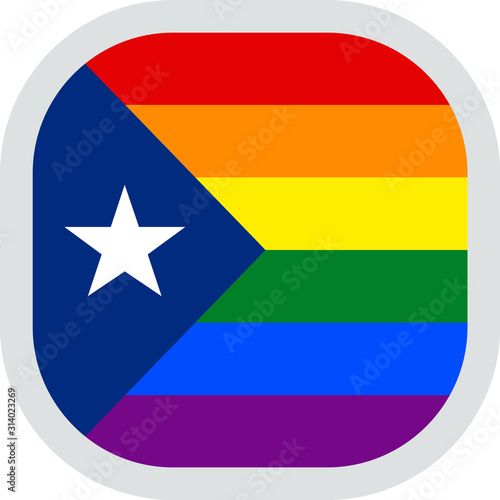 Puerto Rico LGBT Rainbow flag, rounded square shape icon on white background, vector illustration Free Download Puerto Rico LGBT Rainbow flag, rounded square shape icon on white background, vector illustration - GFXLoad