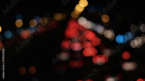 Abstract Blured Bokeh Photo of lights in city scape at night, City Life Background
