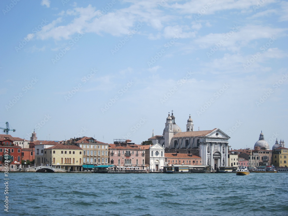 Old historical buildings and churches - view from water.