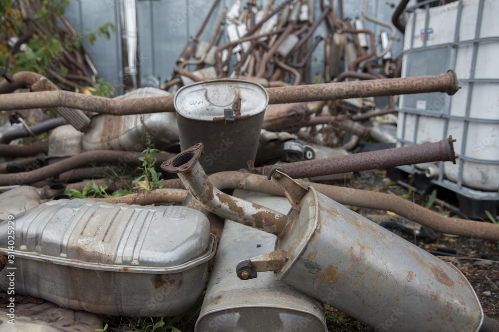 Rescue Services. Car graveyard, repair of auto parts, metal.