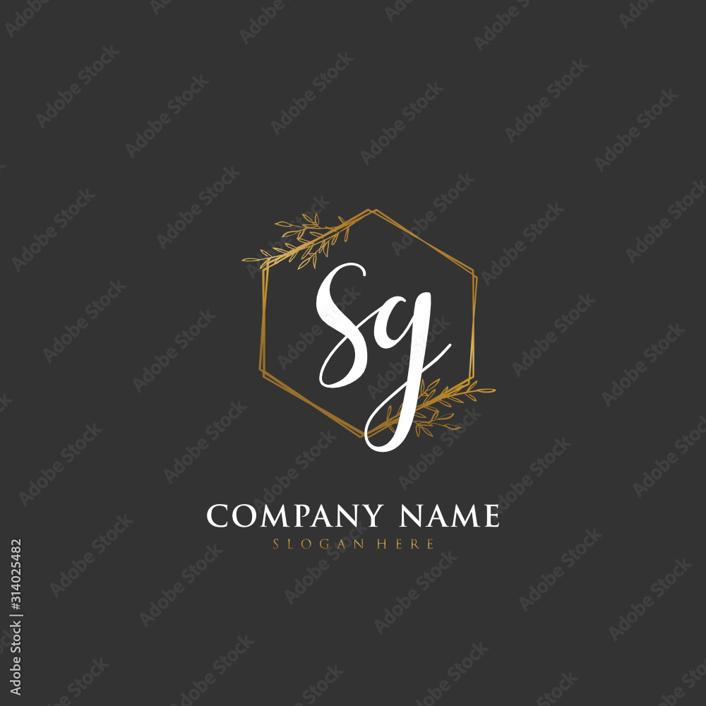 Handwritten initial letter S G SG for identity and logo. Vector logo template with handwriting and signature style.