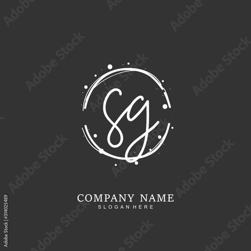 Handwritten initial letter S G SG for identity and logo. Vector logo template with handwriting and signature style.