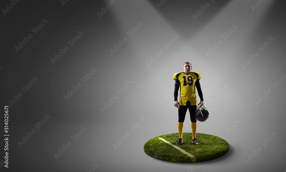 Rugby player on pedestal. Mixed media Rugby player on pedestal. Mixed media