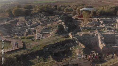 Aerial view of ancient city Troy in Turkey
