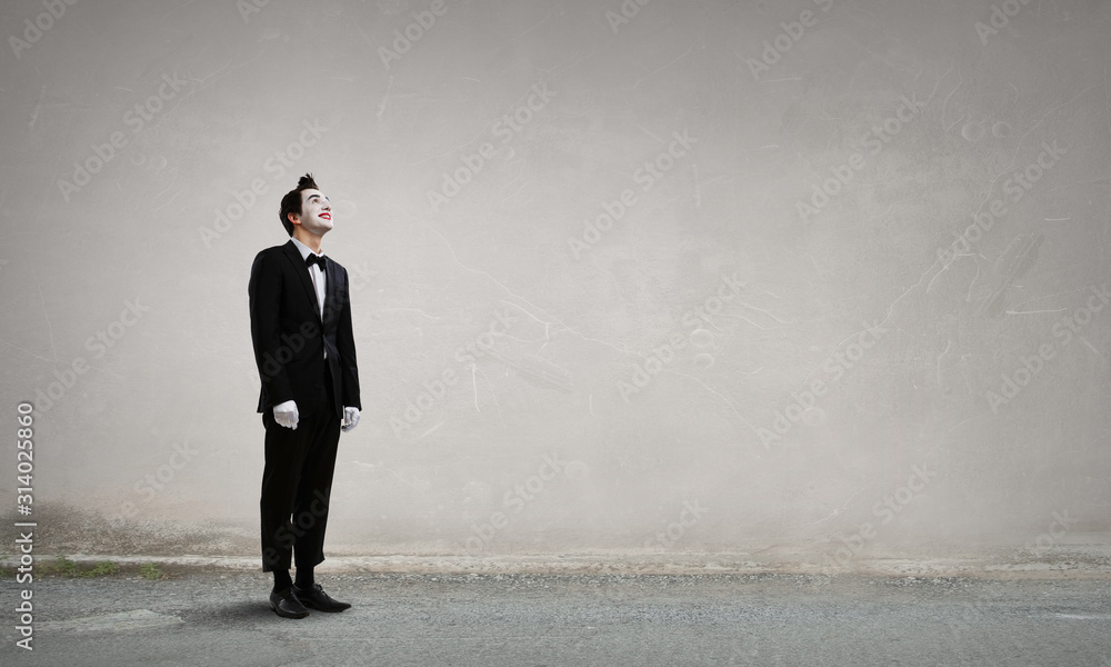 Obraz premium Young man mime. Mixed media