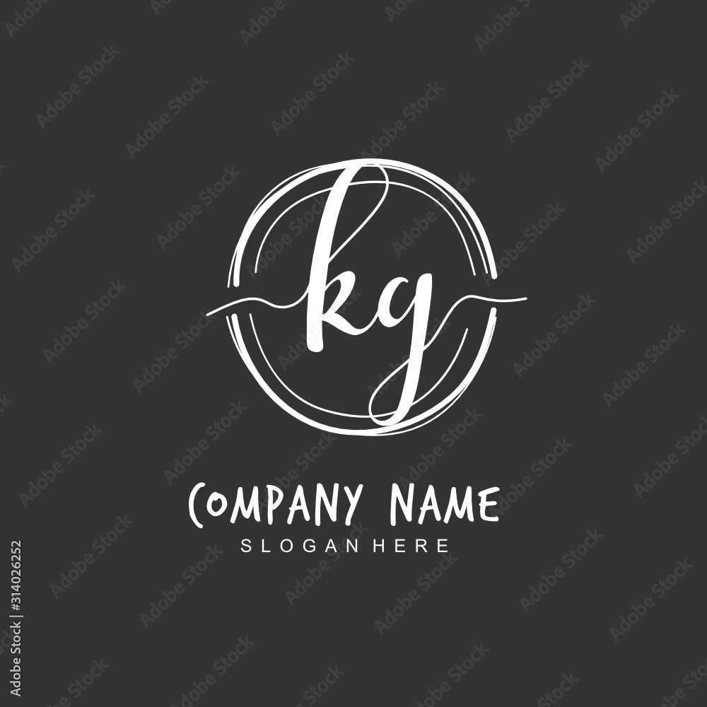 Handwritten initial letter K G KG for identity and logo. Vector logo template with handwriting and signature style. Handwritten initial letter K G KG for identity and logo. Vector logo template with handwriting and signature style.