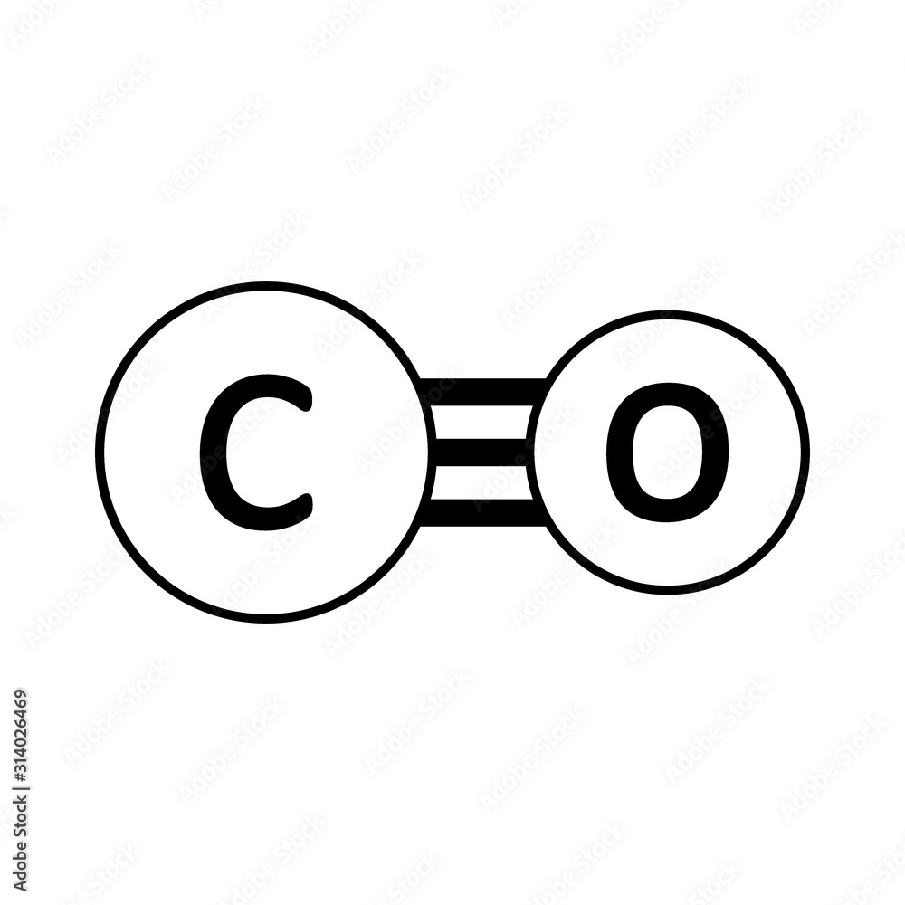 Carbon monoxide molecule icon. Carbon monoxide molecule icon.