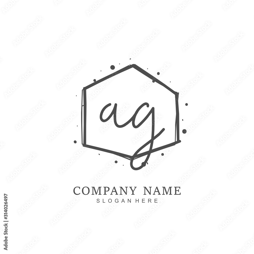 Handwritten initial letter A G AG for identity and logo. Vector logo template with handwriting and signature style. Handwritten initial letter A G AG for identity and logo. Vector logo template with handwriting and signature style.
