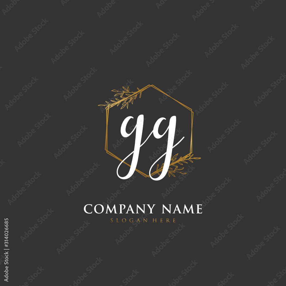 Handwritten initial letter G GG for identity and logo. Vector logo template with handwriting and signature style. Handwritten initial letter G GG for identity and logo. Vector logo template with handwriting and signature style.