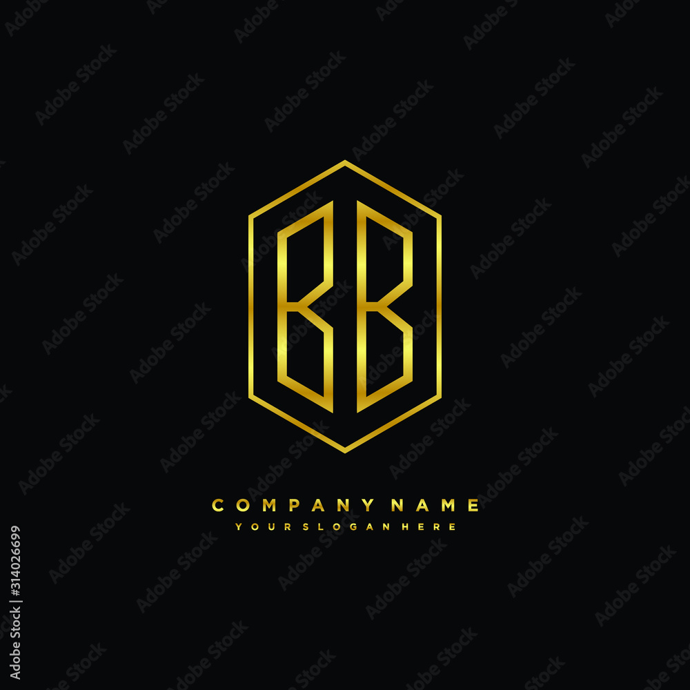Letter BB logo minimalist luxury gold color
