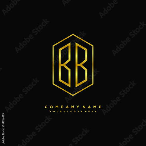 Letter BB logo minimalist luxury gold color