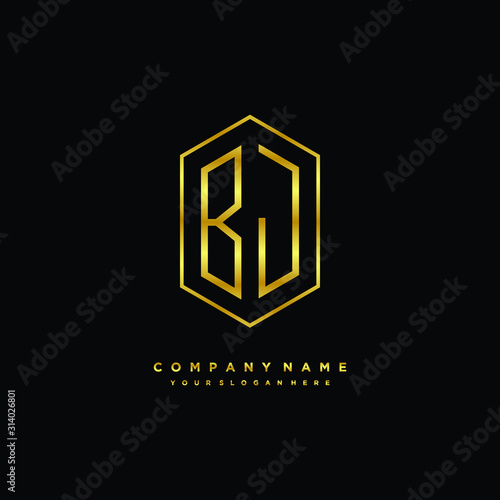 Letter BJ logo minimalist luxury gold color