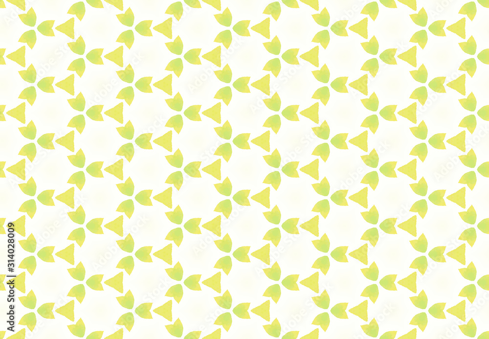 Watercolor seamless geometric pattern design illustration. Background texture. In green color.