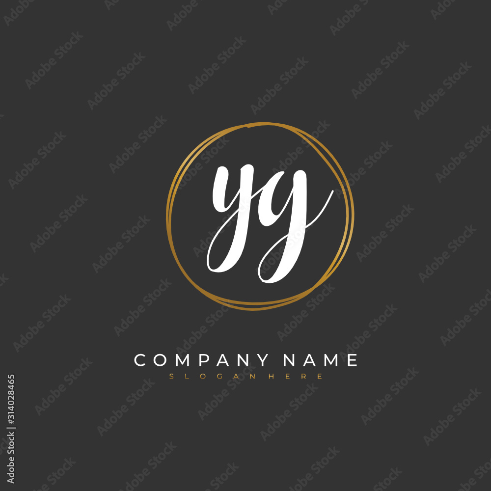 Handwritten initial letter Y G YG for identity and logo. Vector logo template with handwriting and signature style.