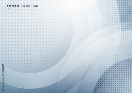 Abstract light blue circles overlapping with halftone on white background.