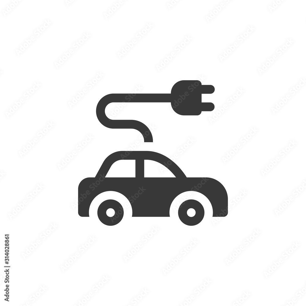 Electric car icon. Stock vector illustration isolated on white background.