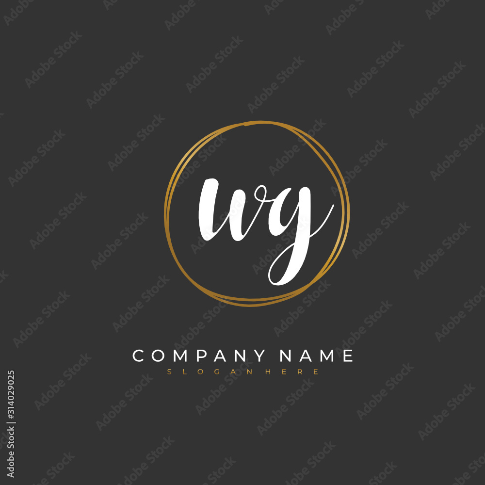 Handwritten initial letter W G WG for identity and logo. Vector logo template with handwriting and signature style.