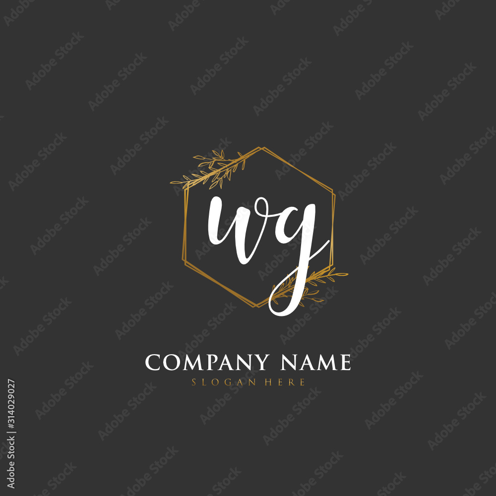 Handwritten initial letter W G WG for identity and logo. Vector logo template with handwriting and signature style.