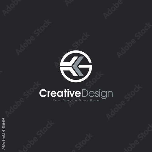Abstract letter KG logo design. Creative,Premium Minimal emblem design template. Graphic Alphabet Symbol for Corporate Business Identity. Initial KG vector element Creative Design